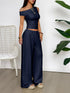 'Fleur' Off Shoulder Top and Wide Leg Pants Set - Celes Fashion